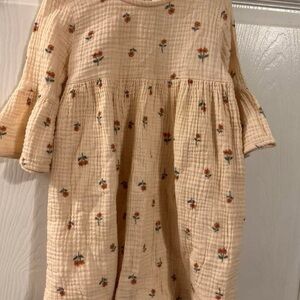 Charming Cream Floral Kids Dress